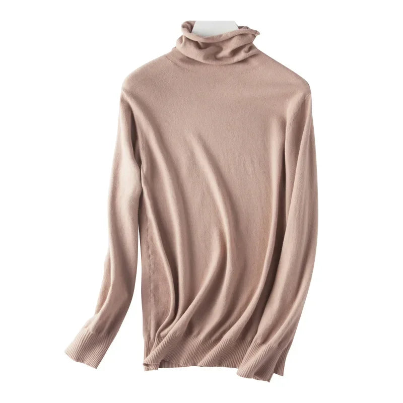 Turtleneck Knit Sweater Long Sleeve Slim Fit Pullover
