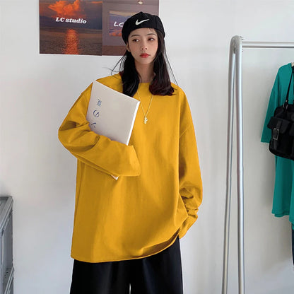 Oversized Cotton Long Sleeve Basic Tee