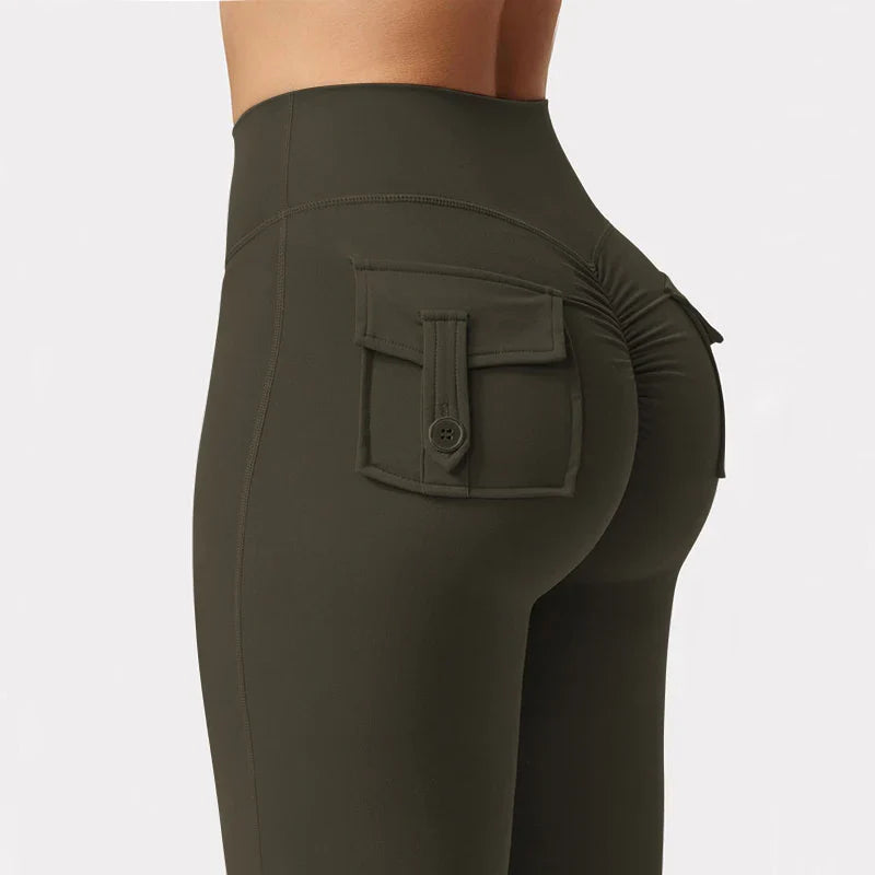 Women Wide Leg High Stretch Yoga Leggings Naked Feeling Compression Fitness Workwear with pockets Yoga Pant ﻿