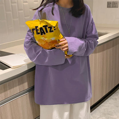 Oversized Cotton Long Sleeve Basic Tee