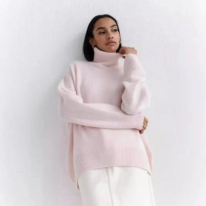 Mock Neck Knit Sweater Raglan Sleeve Loose Fit with Ruched Detail