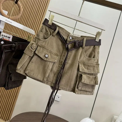 Women's High-Waist Cotton Denim Skirt