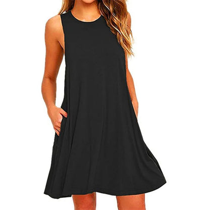 Sleeveless Swing T-Shirt Dress with Pockets