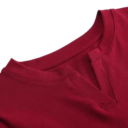 Women's V-Neck Cotton Long-Sleeve T-Shirt