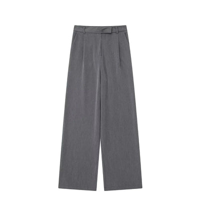High Waist Straight Pants Front Zipper Regular Fit Full Length