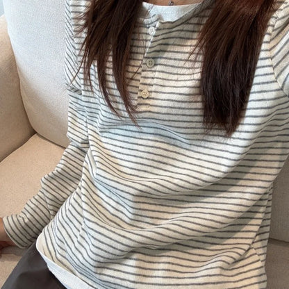 Women's Vintage Striped Fake Two-Piece Top