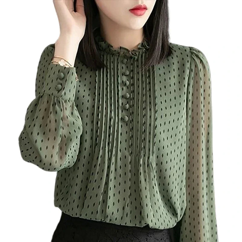 Women's Polka Dot Chiffon Blouse