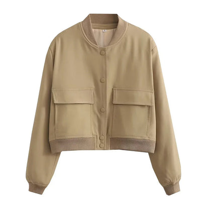 Women's Bomber Jacket with Pockets