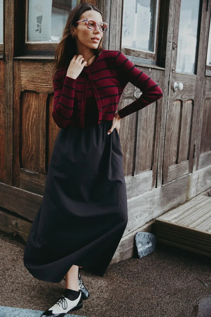 Stripe Knit Cardigan + Sleeveless Maxi Dress Matching Set