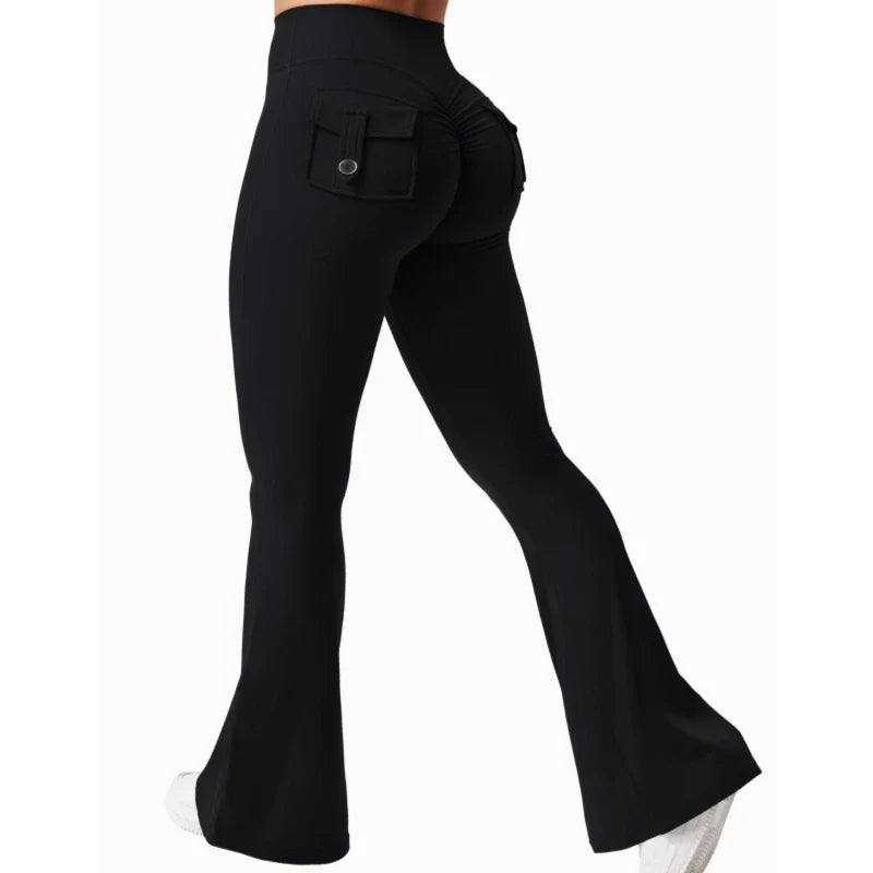 Women Wide Leg High Stretch Yoga Leggings Naked Feeling Compression Fitness Workwear with pockets Yoga Pant ﻿