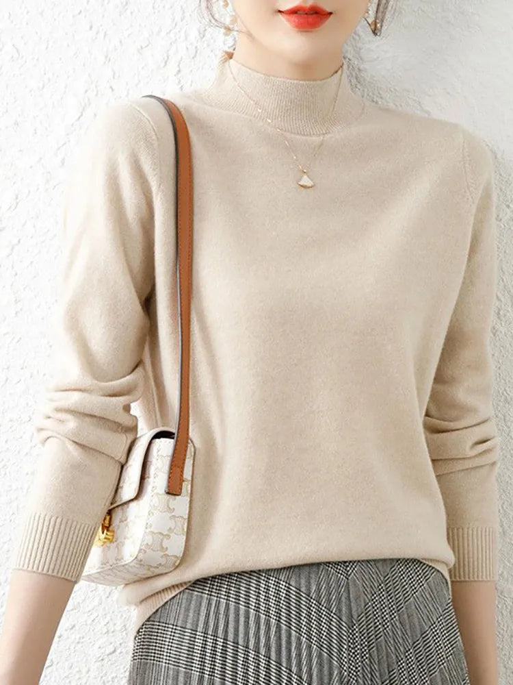 Turtleneck Knit Sweater Long Sleeve Regular Fit Pullover