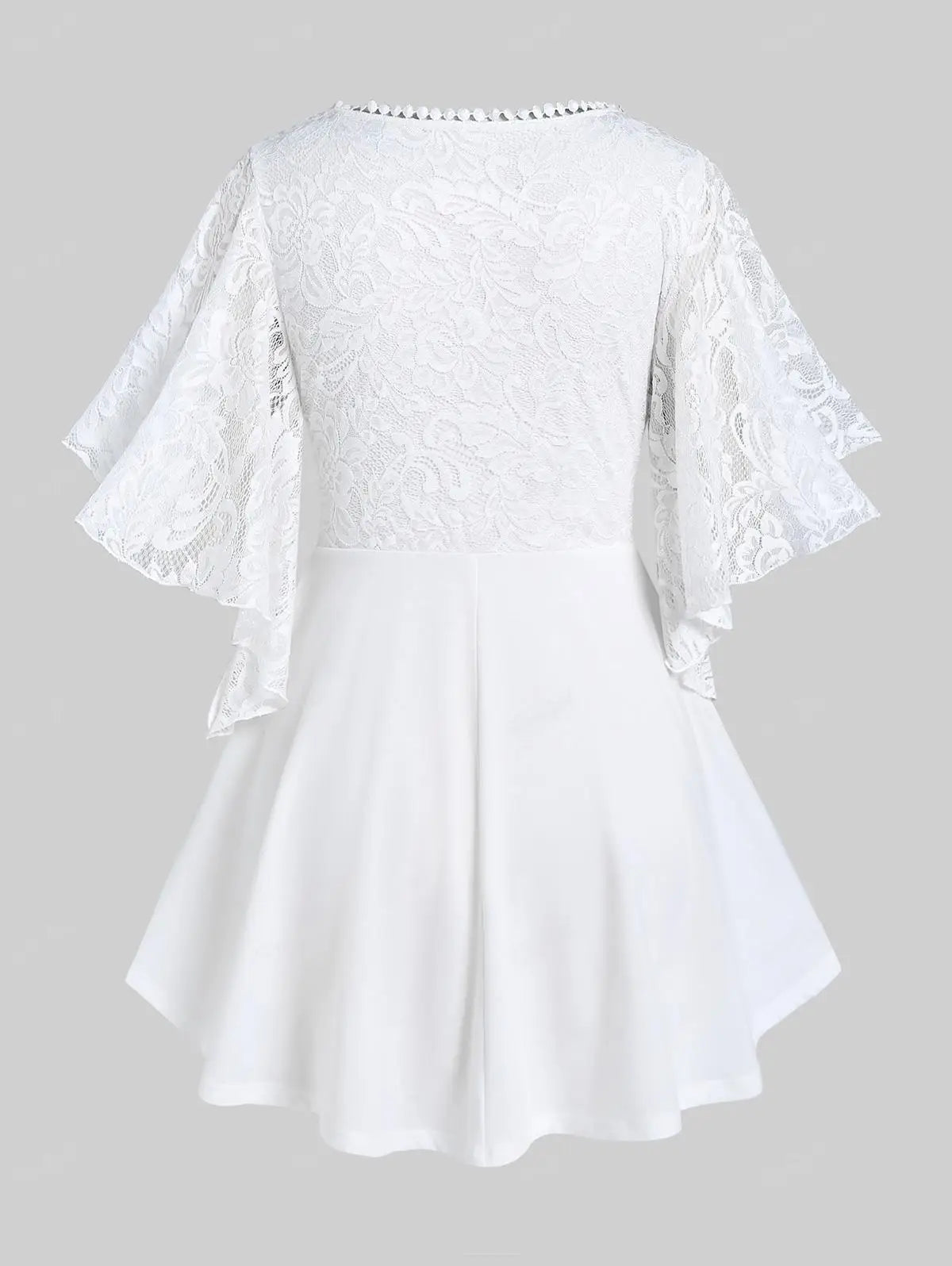 Women's Flower Lace Insert Criss-Cross T-Shirt