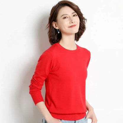 Round Neck Knit Sweater Long Sleeve Regular Fit Pullover