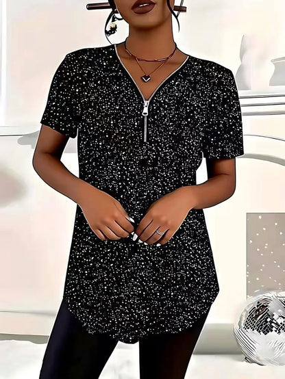 Women's Polka Dot V-Neck T-Shirt