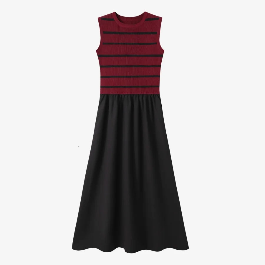 Stripe Knit Cardigan + Sleeveless Maxi Dress Matching Set