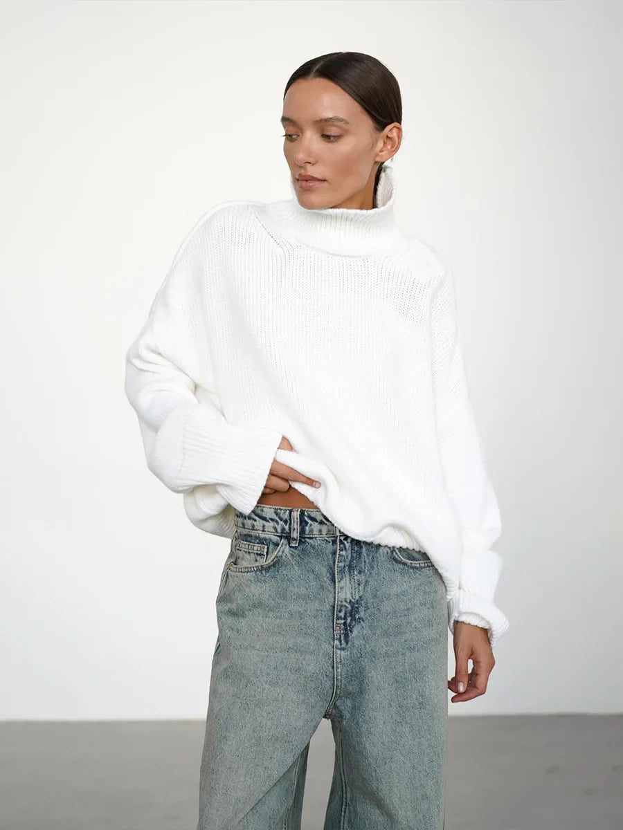 Turtleneck Oversized Sweater Long Sleeve Loose Fit Pullover