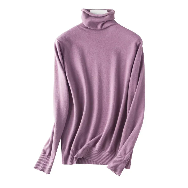 Turtleneck Knit Sweater Long Sleeve Slim Fit Pullover