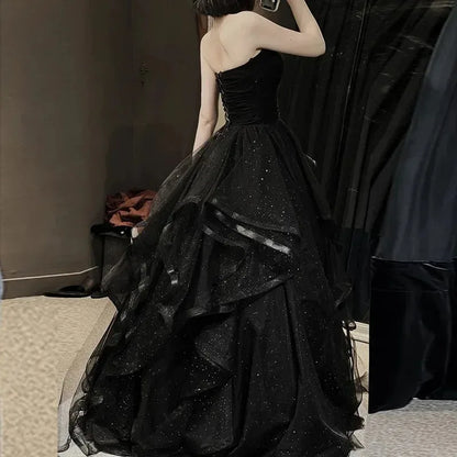 Strapless Tiered A-Line Prom Dress