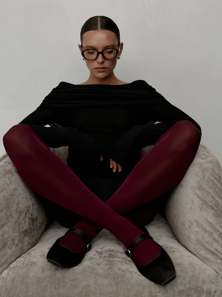 Off Shoulder Knit Sweater Long Sleeve Slim Fit Pullover