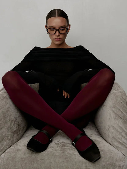Off Shoulder Knit Sweater Long Sleeve Slim Fit Pullover