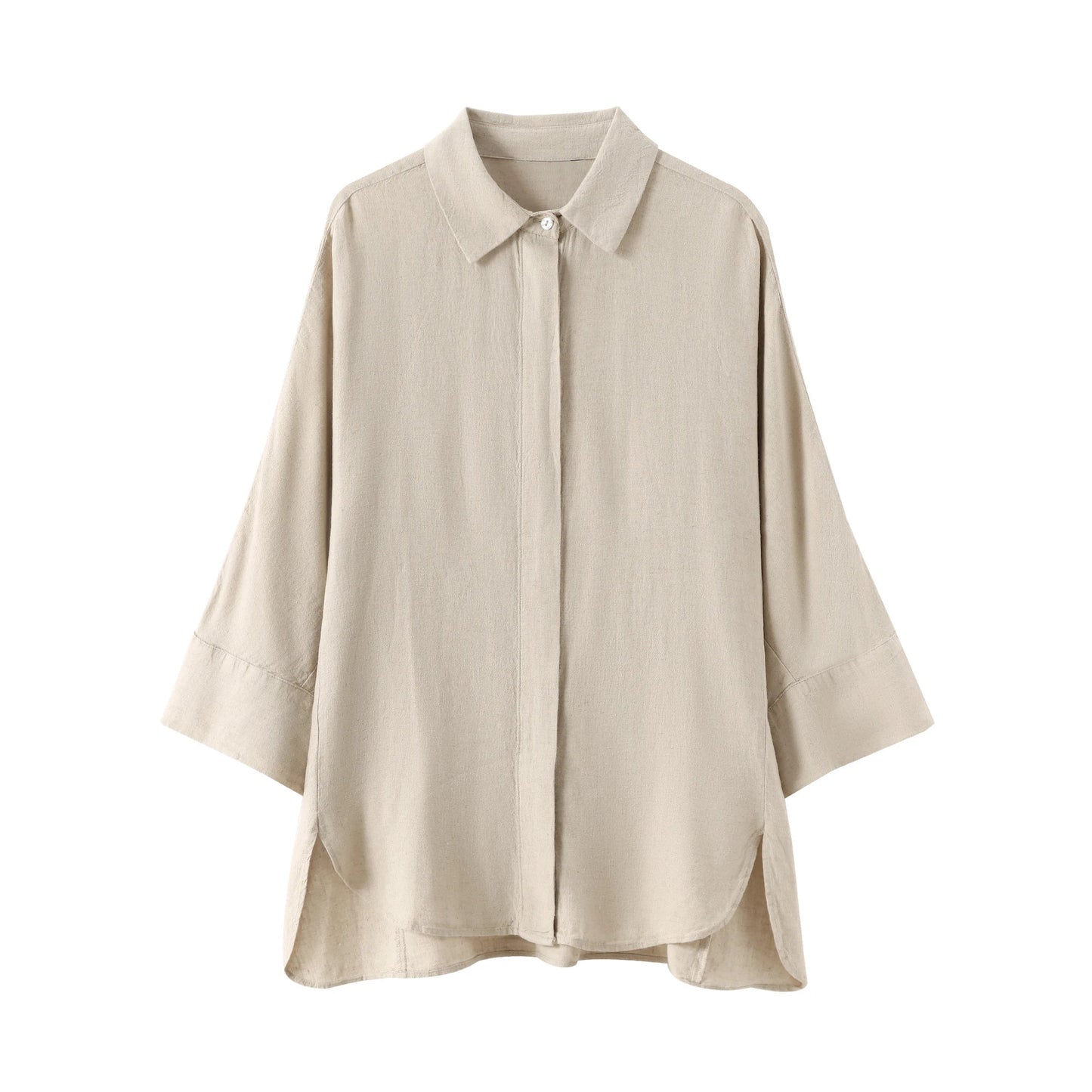Turn-Down Collar Button Blouse & Wide Leg Pants Set