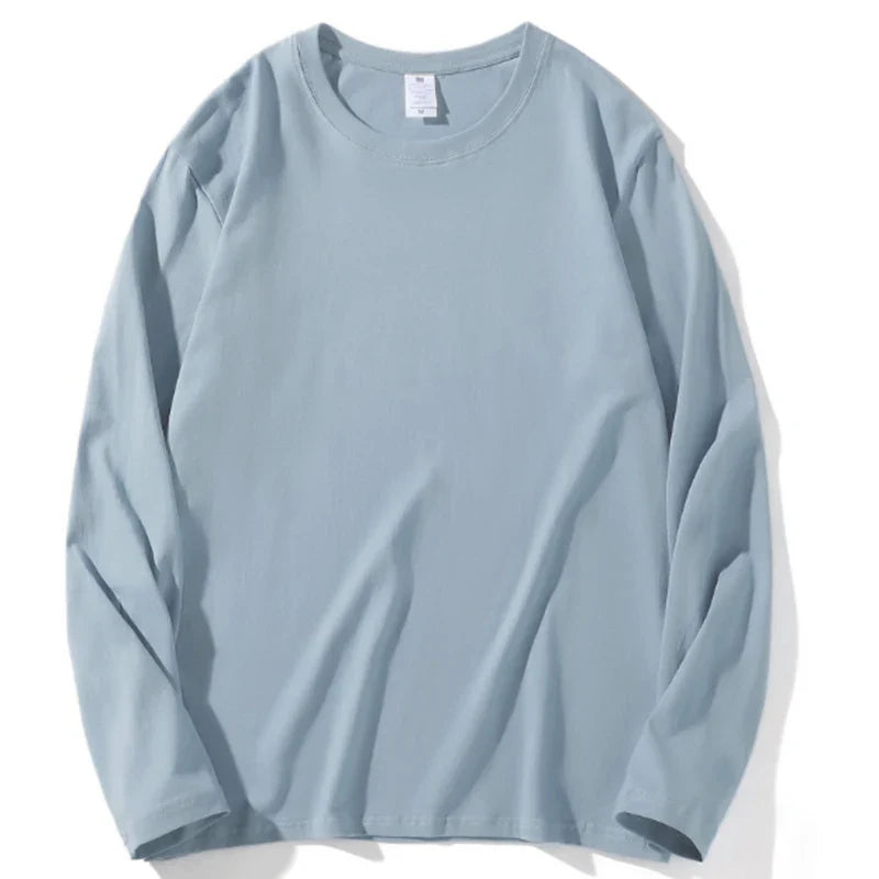 Loose Cotton Long Sleeve Round Neck Tee