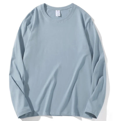 Loose Cotton Long Sleeve Round Neck Tee