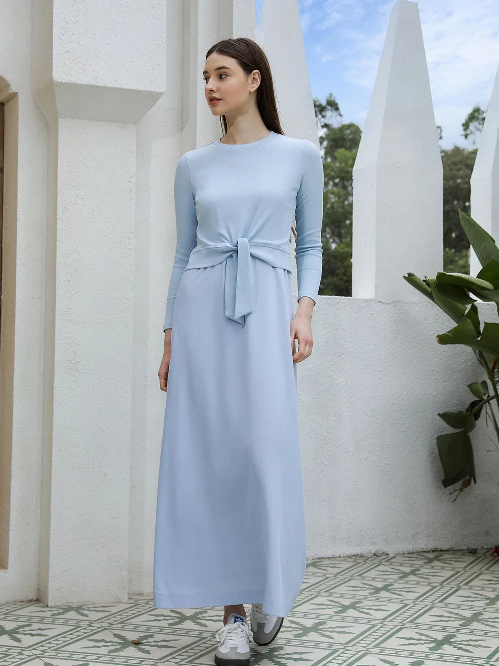 Women's Wrap Ribbed T-Shirt & Slip Dress Set - 2-Piece Outfit