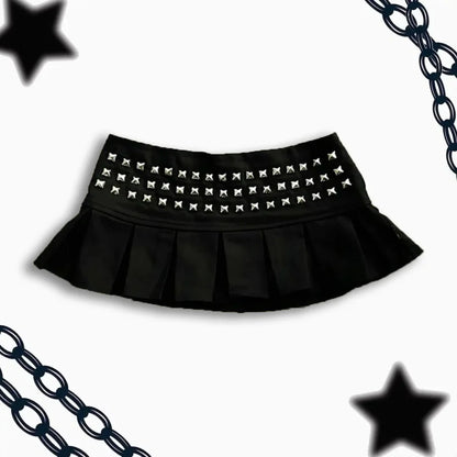 Women's Y2K Gothic Studded Pleated Mini Skirt