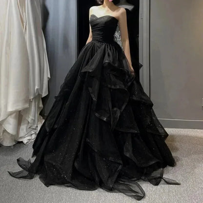Strapless Tiered A-Line Prom Dress