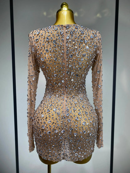 Women's Sparkling Diamond Party Mini Dress