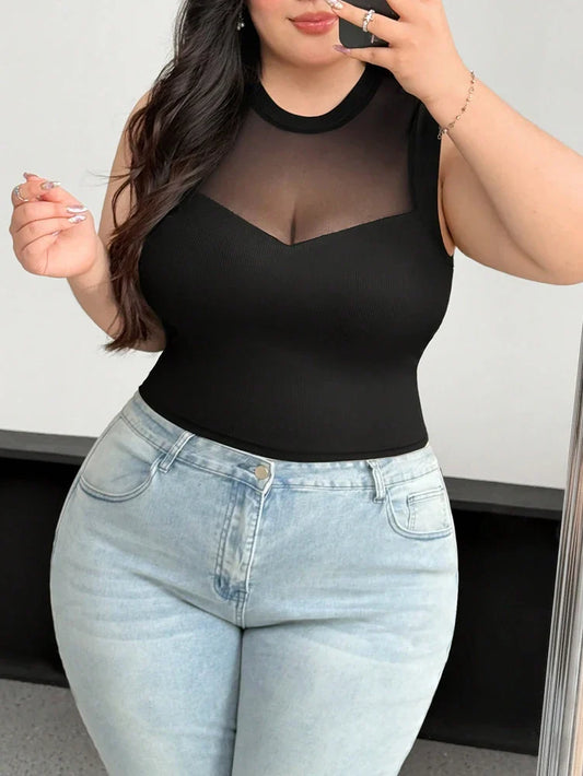 Women's Mesh See-Through Sleeveless Blouse