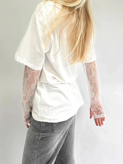 Lace Long Sleeve Loose Tee