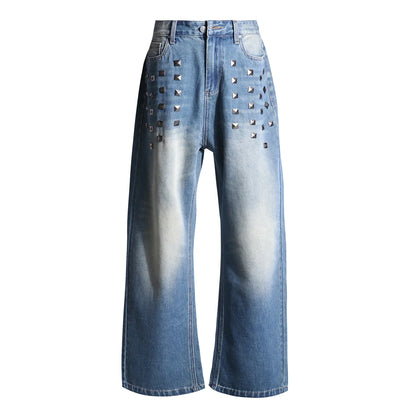 Retro Distressed Wide-Leg Jeans