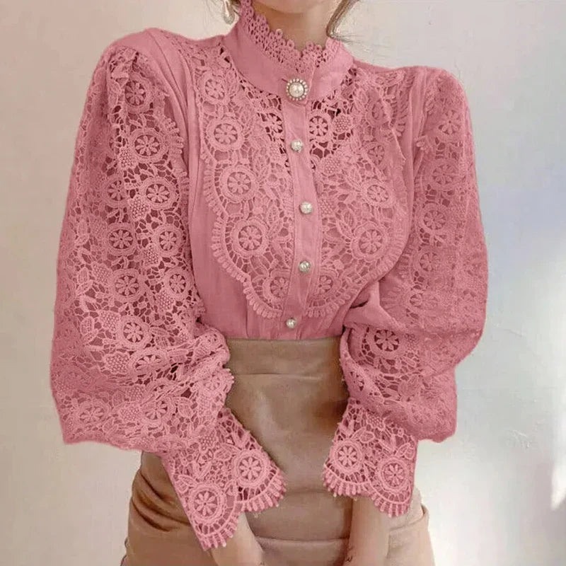 Elegant Lace Hollow Out Blouse
