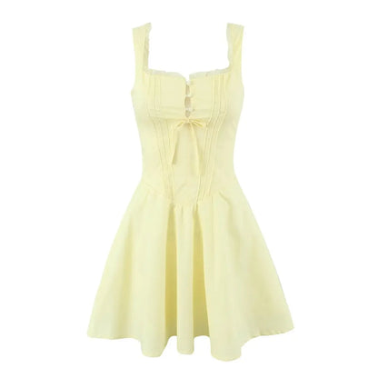 Lace Spaghetti Strap Low Waist Lace-Up Mini Dress