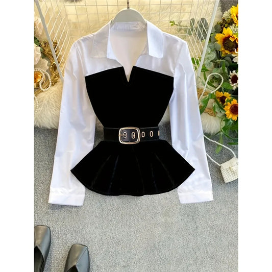Women's Color Block Layered Shirt