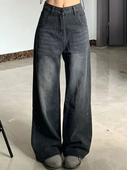 High Waist Loose Straight Wide-Leg Jeans