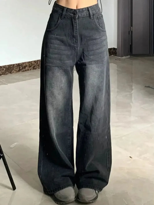 High Waist Loose Straight Wide-Leg Jeans