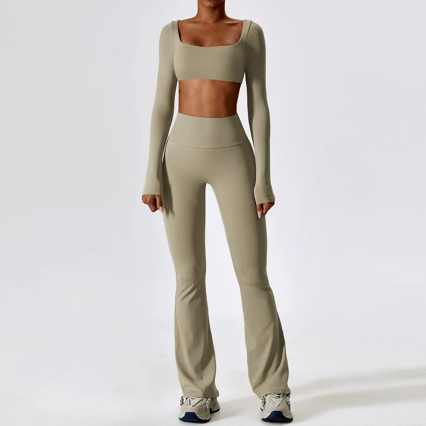 Seamless Yoga Set - Sports Bra, Crop Top & Leggings