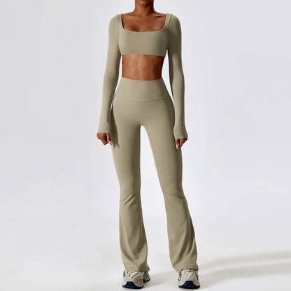 Seamless Yoga Set - Sports Bra, Crop Top & Leggings