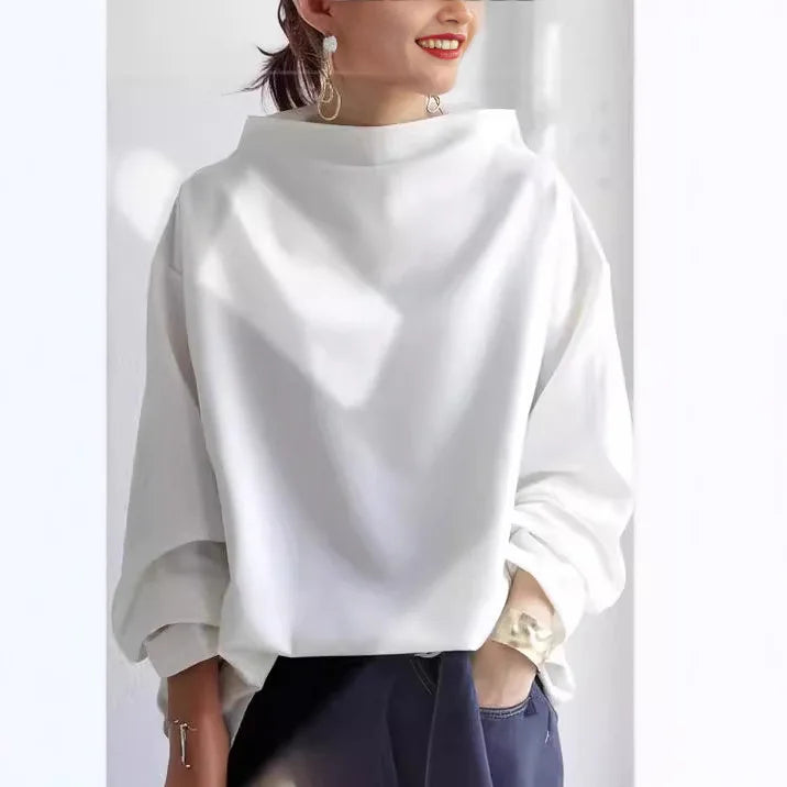 Women's Half Turtleneck Batwing Sleeve Loose Solid Top