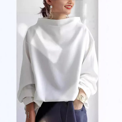 Women's Half Turtleneck Batwing Sleeve Loose Solid Top