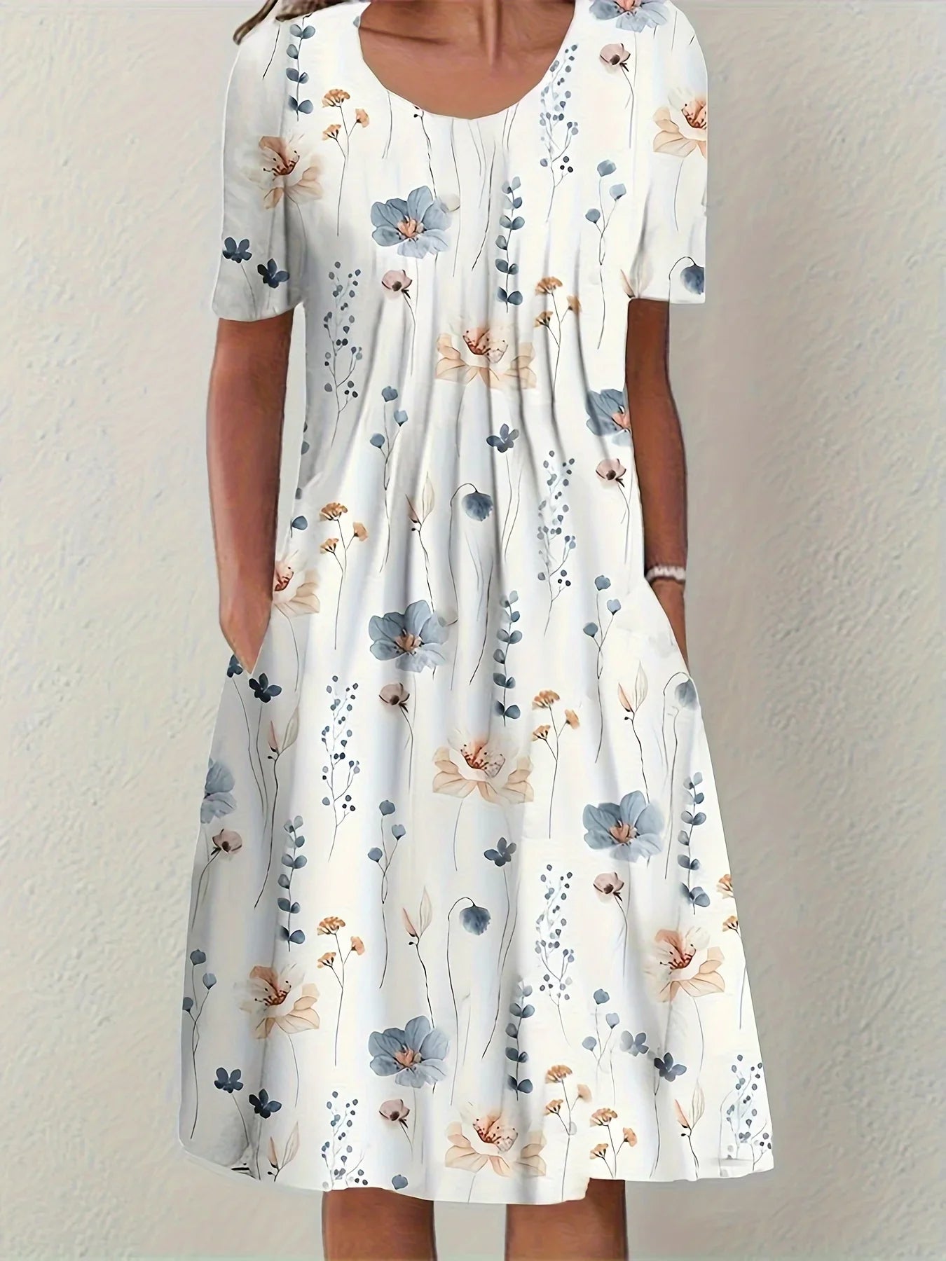 Women's Plus Size Casual Dress - Elegant Loose Fit Print Dress