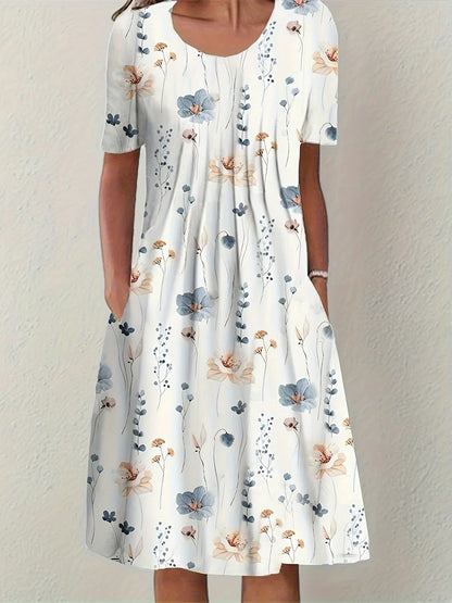 Women's Plus Size Casual Dress - Elegant Loose Fit Print Dress