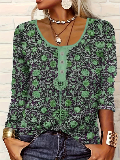 Women's Ethnic Print Long-Sleeve Top