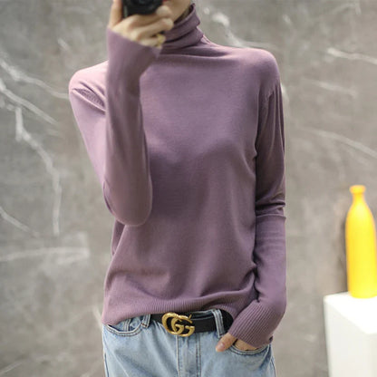 Turtleneck Knit Sweater Long Sleeve Slim Fit Pullover