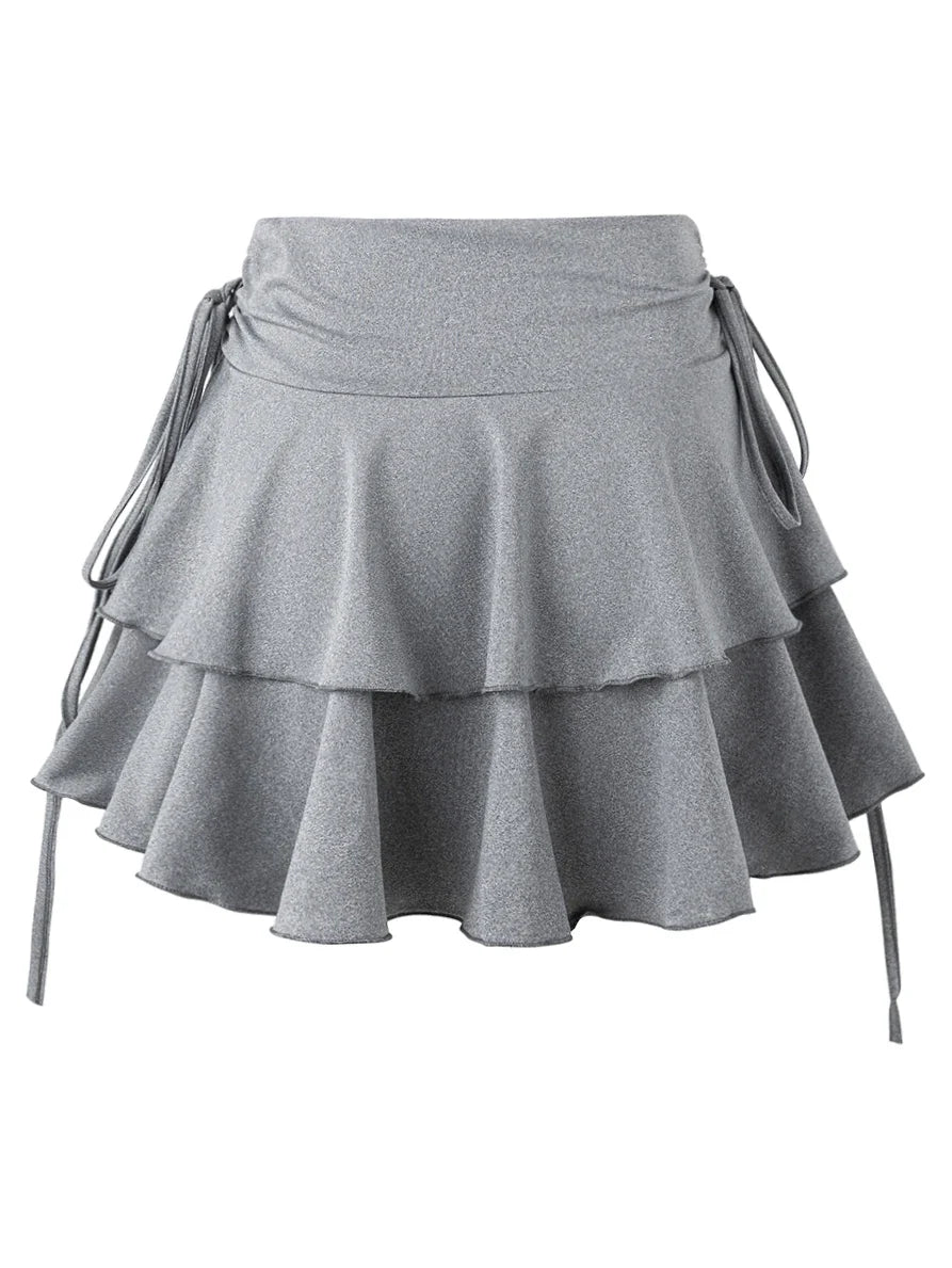 Women's High-Waist Lace-Up Mini Skirt
