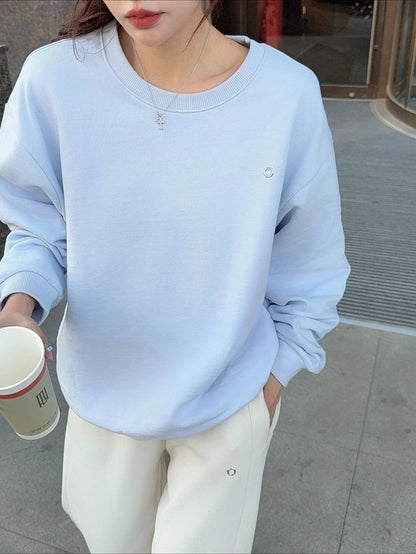 Women's Sweatshirt Sport Classic O Neck Solid Color Casual Loose Pullover Tops Female Solid Cotton Hoodie Women Oversize
