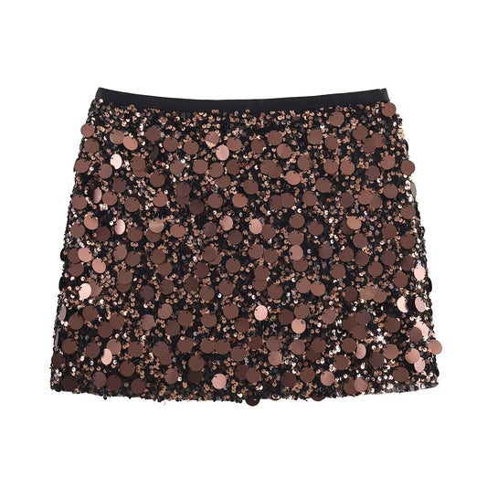 Women's Mini Skirt - Sequined A-Line Hip Wrap Skirt